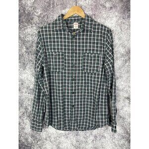 Mossimo  Shirt Mens M Athletic Fit Green Plaid Classic Button Down Casual Cotton